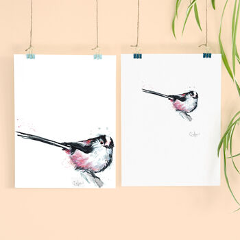 Inky Long Tailed Tit Illustration Print, 10 of 11