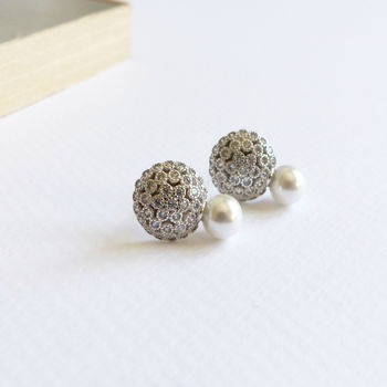 Silver Plated Flower Cluster Pearl Earrings By EVY Designs