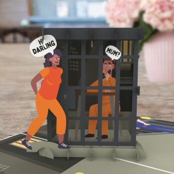 Mum's The Problem 3D Pop Up Jail Mothers Birthday Card, 2 of 8