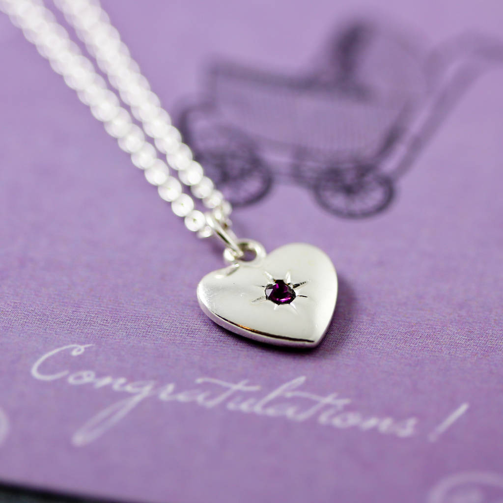 new mother birthstone heart necklace by j&s jewellery