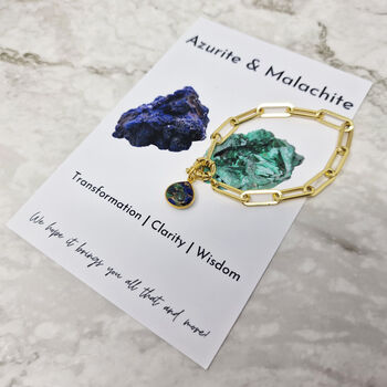 18ct Gold Plated Azurite May Birthstone Bracelet, 2 of 4