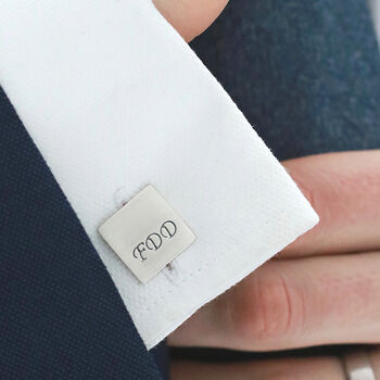 Sterling Silver Monogram Cufflinks. Personalised Wedding Cufflinks, 2 of 12