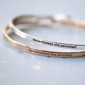 Nevertheless She Persisted Slim Brass Bangle, 2 of 12