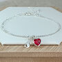 Sterling Silver Ruby Heart Bracelet, thumbnail 1 of 6