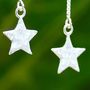 Hammered Silver Shooting Star Threader Earrings, thumbnail 2 of 6