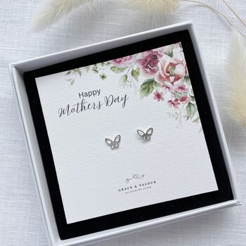 Sterling Silver Butterfly Stud Earrings – Sentimental Mother’s Day Jewellery Gift For Mum, 5 of 11
