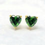 Emerald Heart May Birthstone Stud Earrings, thumbnail 1 of 3