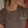 Womens 'Dare To Dream' Embroidered Brown T Shirt, thumbnail 1 of 4