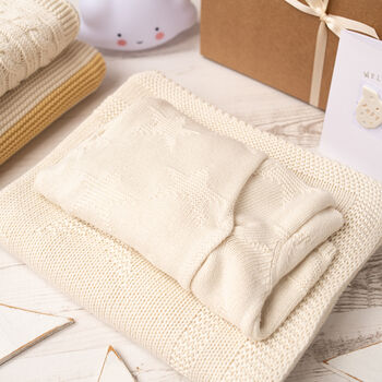 Unisex Cream Star Hoodie And Blanket Gift Set, 2 of 12