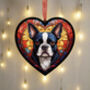 Boston Terrier Stained Glass Effect Heart Suncatcher, thumbnail 3 of 6