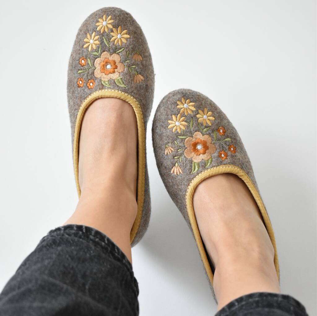 Wool Ballerina Slippers Oak Brown, 1 of 4