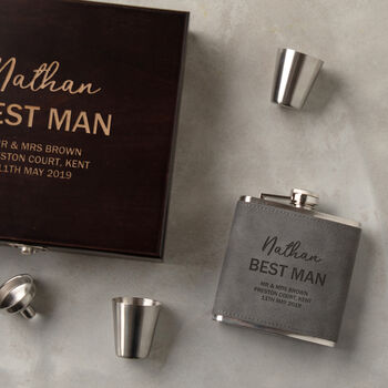 Personalised Best Man Hip Flask Gift Set, 2 of 9
