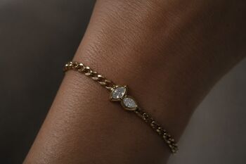 Waterproof Gold Charm Bezel Cz Charm Bracelet, Adjustable Everyday 18 K Gold Bracelet Gift For Her, 2 of 12