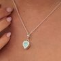 Geometric Turquoise Heart Charm Necklace, thumbnail 2 of 9