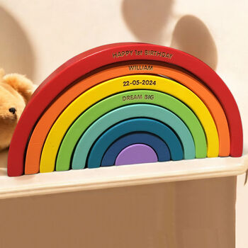 Personalised Rainbow Stacking Toy And Ornament, 2 of 3