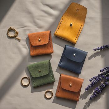 Mini Leather Wedding Ring Pouch, 5 of 5