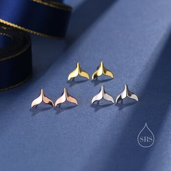 Sterling Silver Whale Tail Stud Earrings, 5 of 11