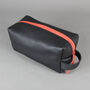 Black Leather Cosmetics Bag With Orange Zip, thumbnail 2 of 8