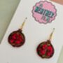 Pomegranate Glitter Earrings / Deep Red Botanical Gift / Exotic Holiday Accessory, thumbnail 4 of 5