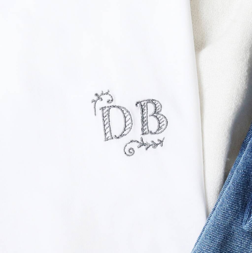 Personalised Embroidered Initials T Shirt By Lisa Angel
