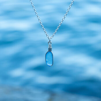 Cornish Sea Glass Pendant Blue, 3 of 6