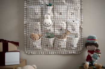 Personalised Beige Gingham Ruffle Advent Calendar Embroidered, 4 of 5