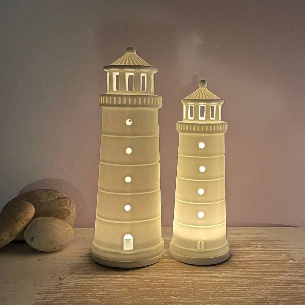 Porcelain Lighthouse Tealight Holder By Nest Gifts