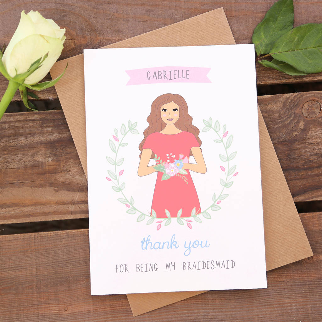 Bridesmaid Personalised Thank You Or Will You Be Card, 1 of 7