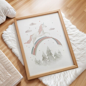 Unicorn Rainbow Art For Children's Room Girl's Nursery Decor, 3 of 5