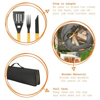 Personalised BBQ Flame Three Piece BBQ Tool Set, 2 of 7