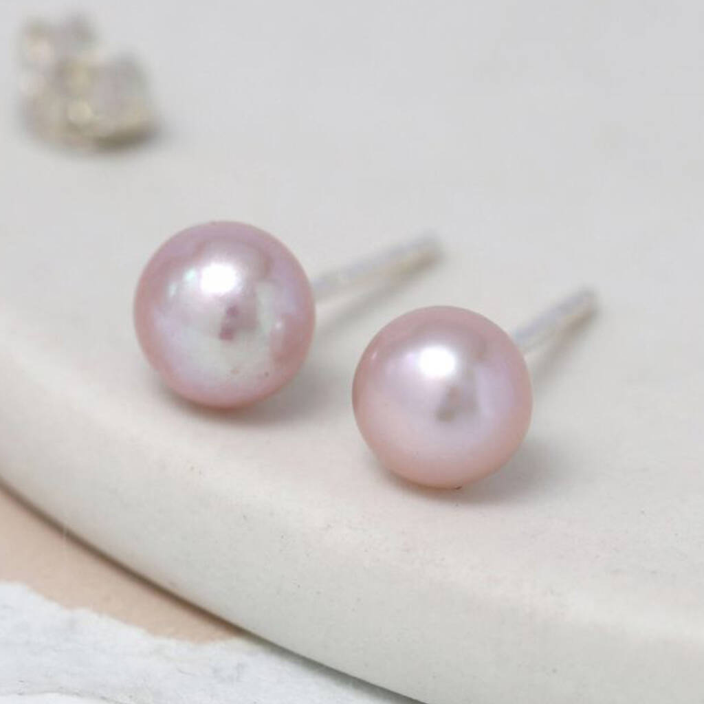Pale Pink Freshwater Pearl Stud Earrings