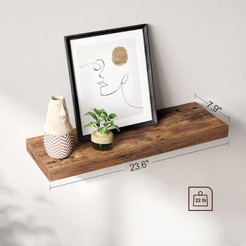 60 Cm Brown Floating Wall Mounted Shelf, 7 of 7