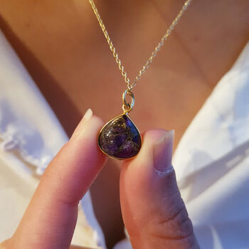 18k Gold Vermeil Plated Amethyst Birthstone Necklace, 2 of 5