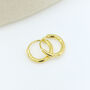 Mini Yellow Gold Plated Sterling Silver Huggie Hoop Sleeper Earrings, thumbnail 3 of 8