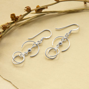 Sterling Silver Dangly Crescent Earrings, 3 of 4