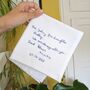 Hand Embroidered Handwritten Message Personalised Hanky, thumbnail 6 of 9