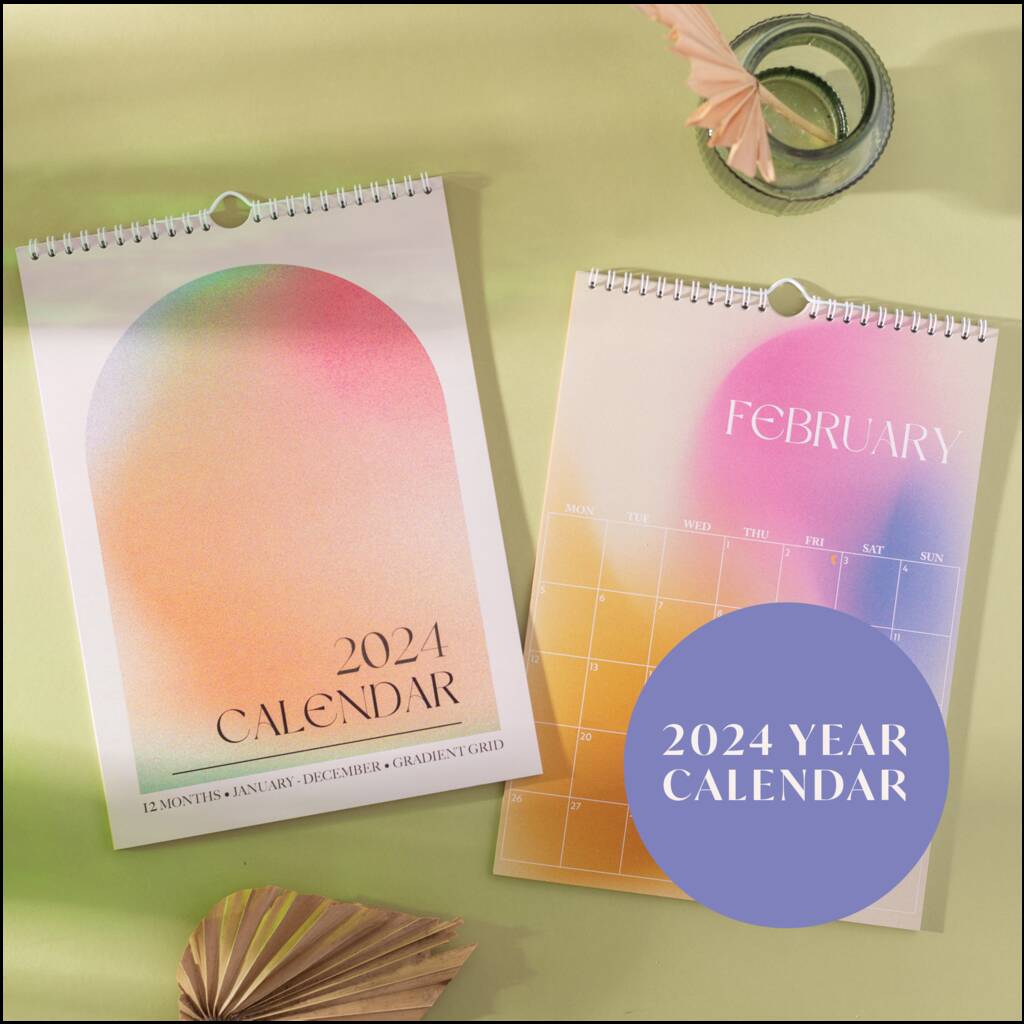 2024 Gradient Grid Wall Calendar A4 By Once Upon a Tuesday