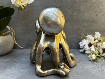 Silver Octopus Wine Bottle Holder Fun Freestanding Rack, 9 of 12