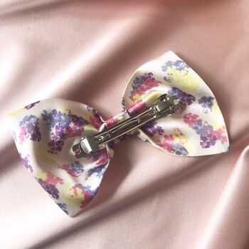 Floral Print Silk Lily Hair Bow, 2 of 3