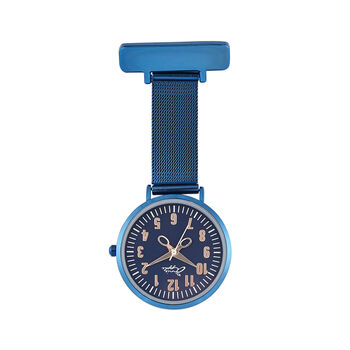 Rose Gold And Blue Scissor Hand Mesh Fob Watch, 2 of 6