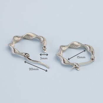 Sterling Silver Twisted Hoop Earrings, 3 of 4