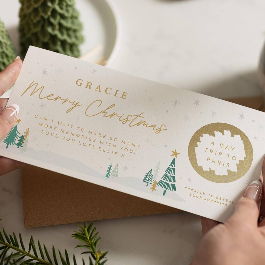 Personalised Christmas Paris Scratch Reveal Voucher, 1 of 4