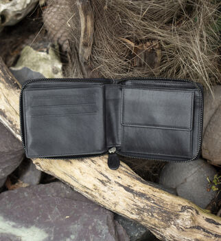 Personalised Zip Around Leather Wallet Rfid Men's Gift, 3 of 6