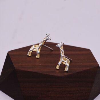 Giraffe Stud Earrings In Sterling Silver, 6 of 12