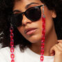 Hayley – Hot Pink And Red Translucent Chunky Acrylic Glasses Chain, thumbnail 1 of 7