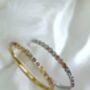 Bezel Set Coloured Gemstone Hinged Bangle In 18k Gold On Stainless Steel, Waterproof Jewellery, thumbnail 6 of 11