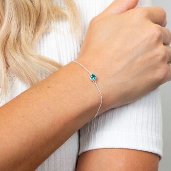 Sterling Silver December Blue Topaz Birthstone Bracelet, 2 of 6