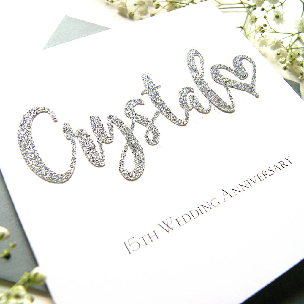 15th crystal  wedding  anniversary  card  by the hummingbird 