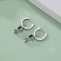 Tiny Double Sapphire Blue Cz Huggie Hoop Earrings, thumbnail 3 of 11