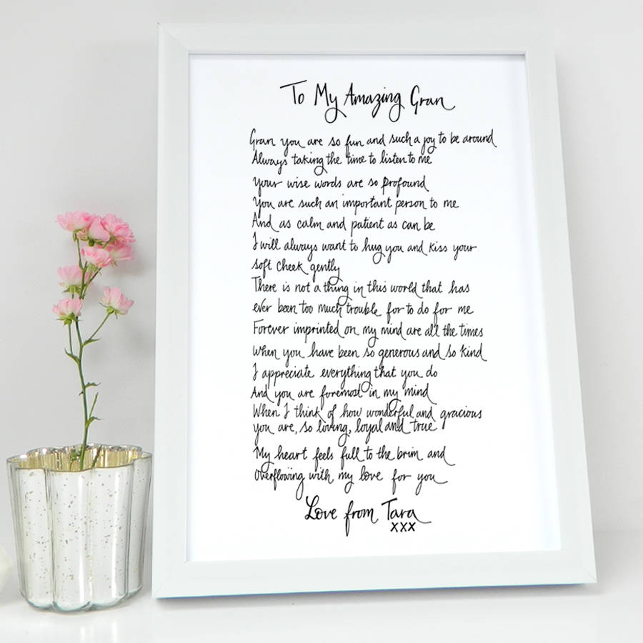 personalised grandma poem gift by de fraine design london ...